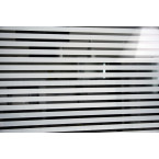 Película Decorativa Listra Branca 1,0cm Jateada e 0,5cm Transparente, Horizontal. Privacidade, controle de UV e moderadamente de Luz Visível.