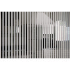 Película Decorativa Listra Branca 1,0cm Jateada e 0,5cm Transparente, Vertical. Privacidade, controle de UV e moderadamente de Luz Visível.